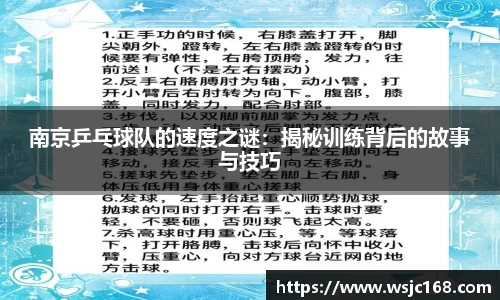 南京乒乓球队的速度之谜：揭秘训练背后的故事与技巧